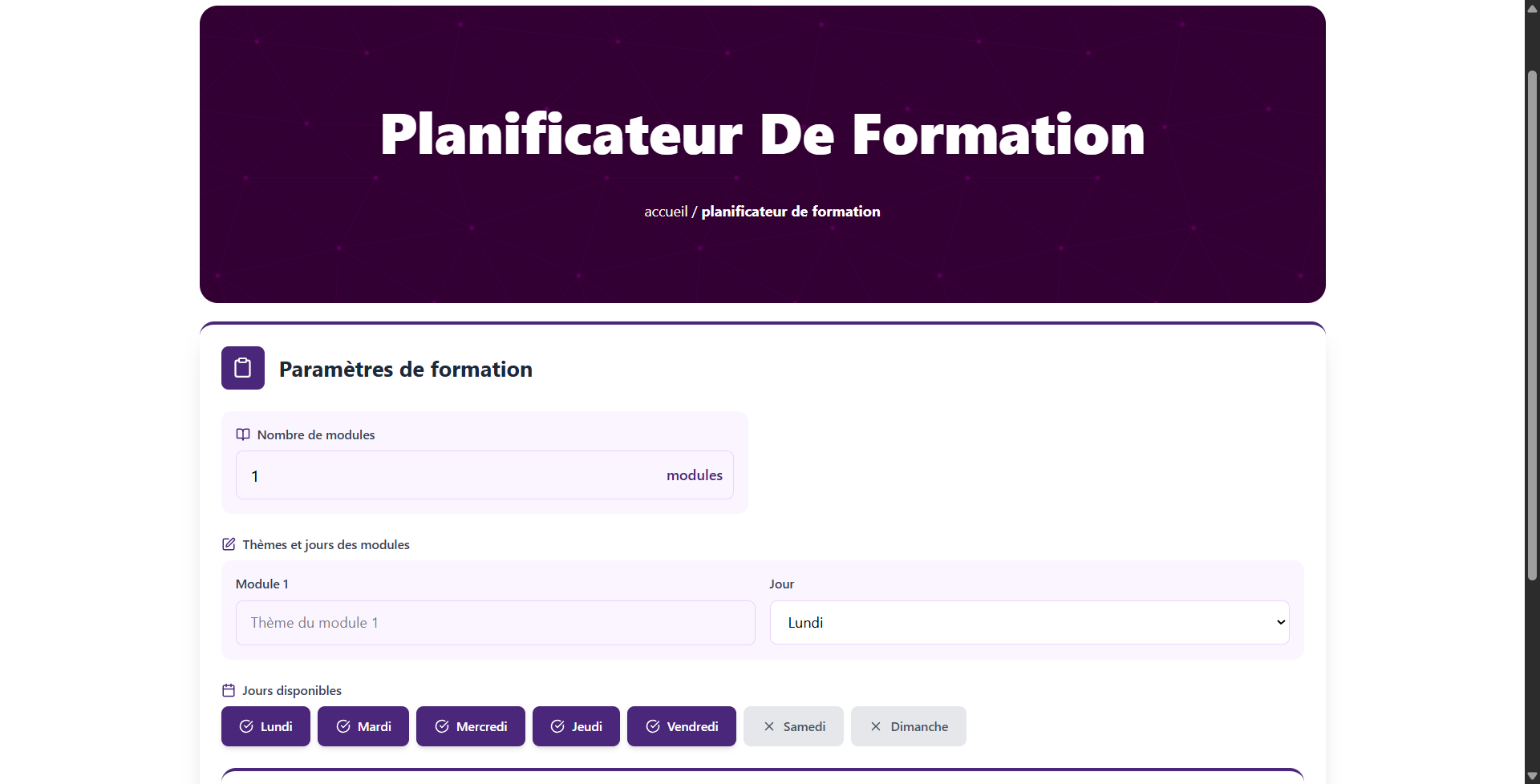 Planificateur De Formation